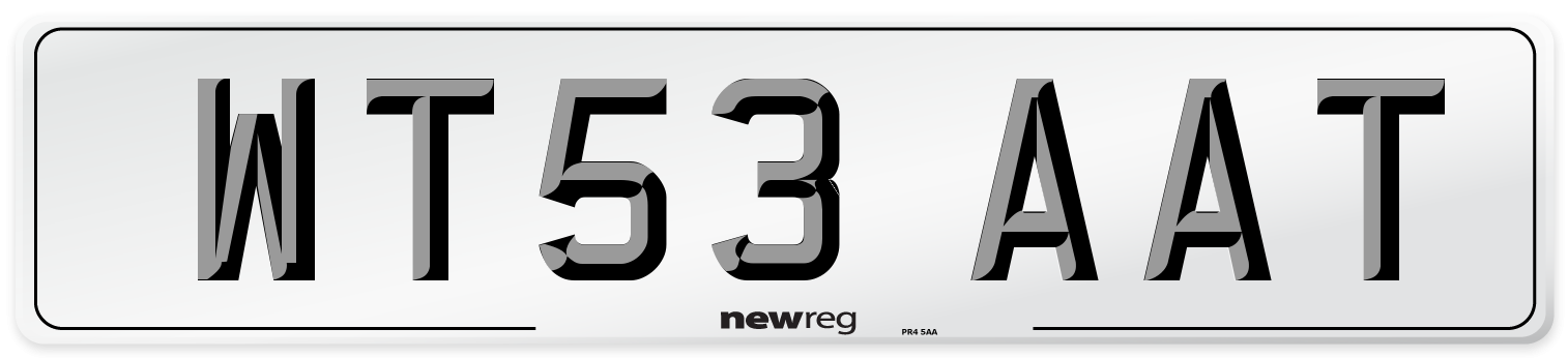 WT53 AAT Number Plate from New Reg